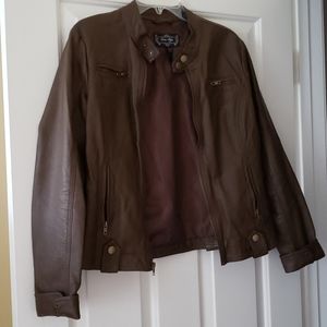 Outer Edge- brown faux leather jacket